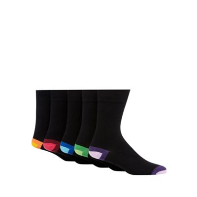Freshen Up Your Feet Pack of five black colour tip socks